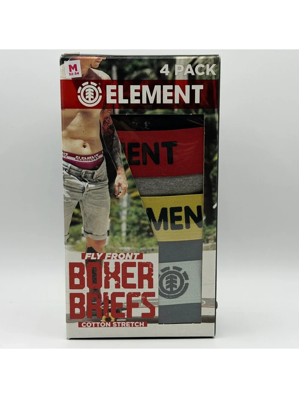 Element 4 Pack Cotton Stretch Fly Front Boxer Briefs Black Men's M Boxer Briefs